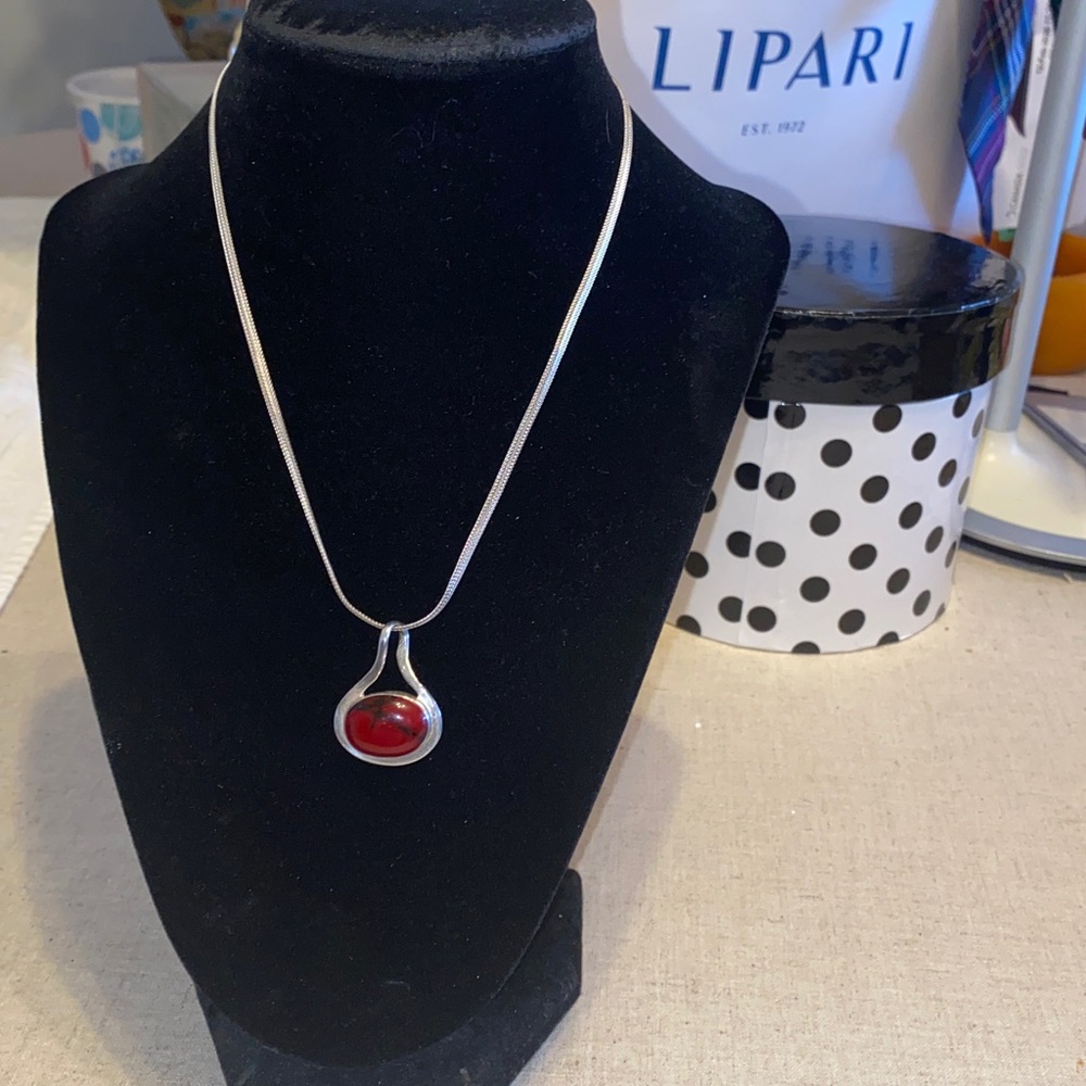 925 silver chain necklace / Red Jasper Cabachon🩶